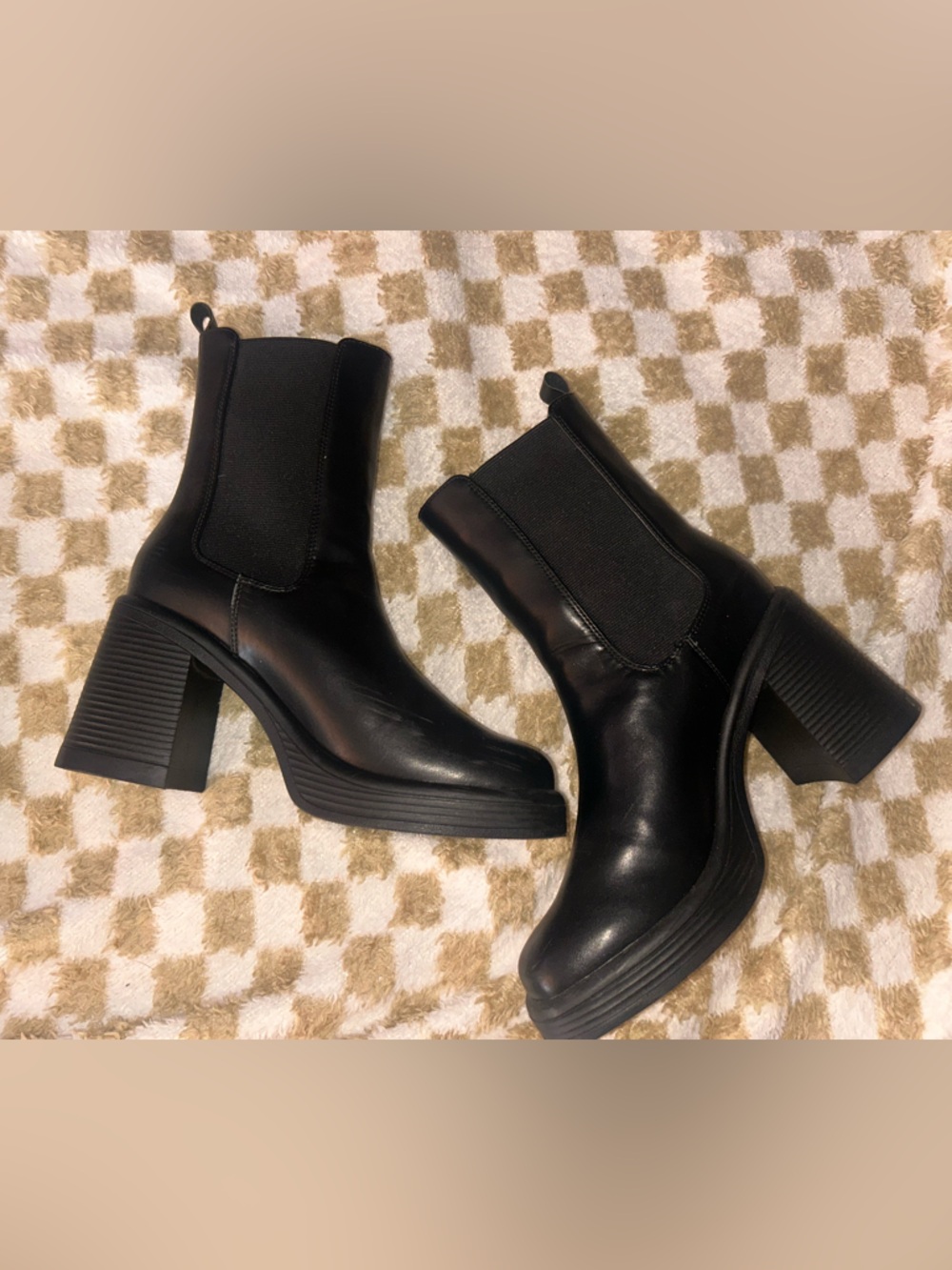 Black Platform Chelsea Block-Heel Boots - Women
